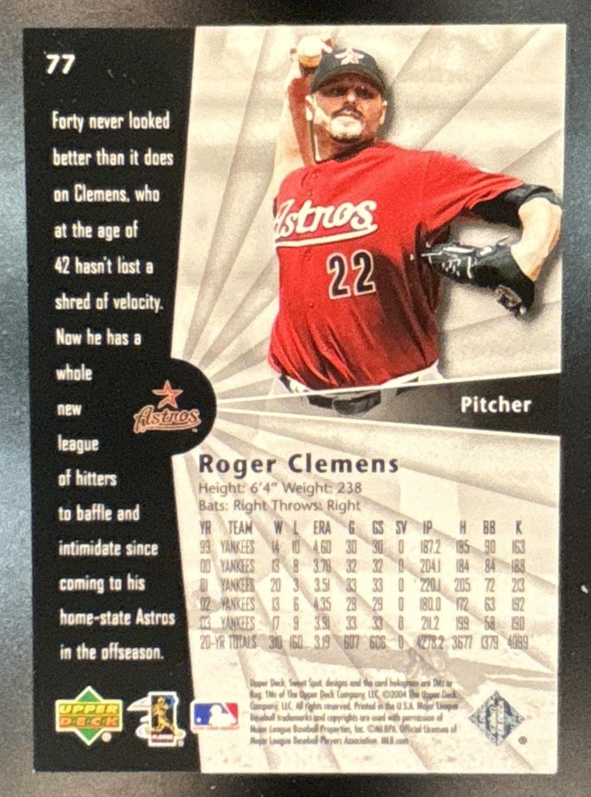 2004 Upper Deck Sweet Spot Roger Clemens Limited /10 #77 Houston Astros
