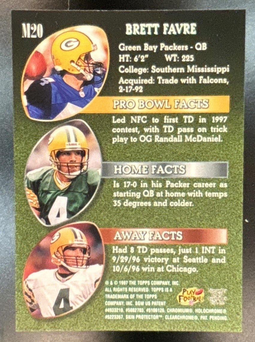 1997 Topps Brett Favre Mystery Finest Bronze #M20 Green Bay Packers