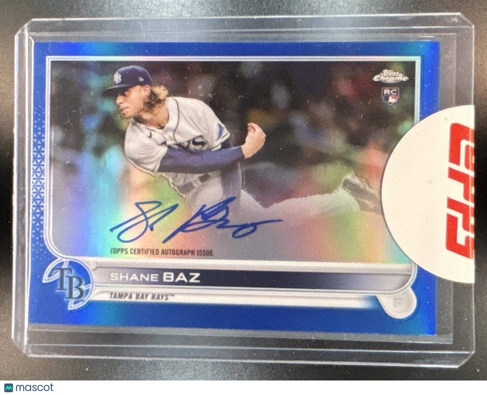 2022 Topps Chrome Shane Baz Rookie Auto Blue Refractor /150 RC Tampa Bay Rays