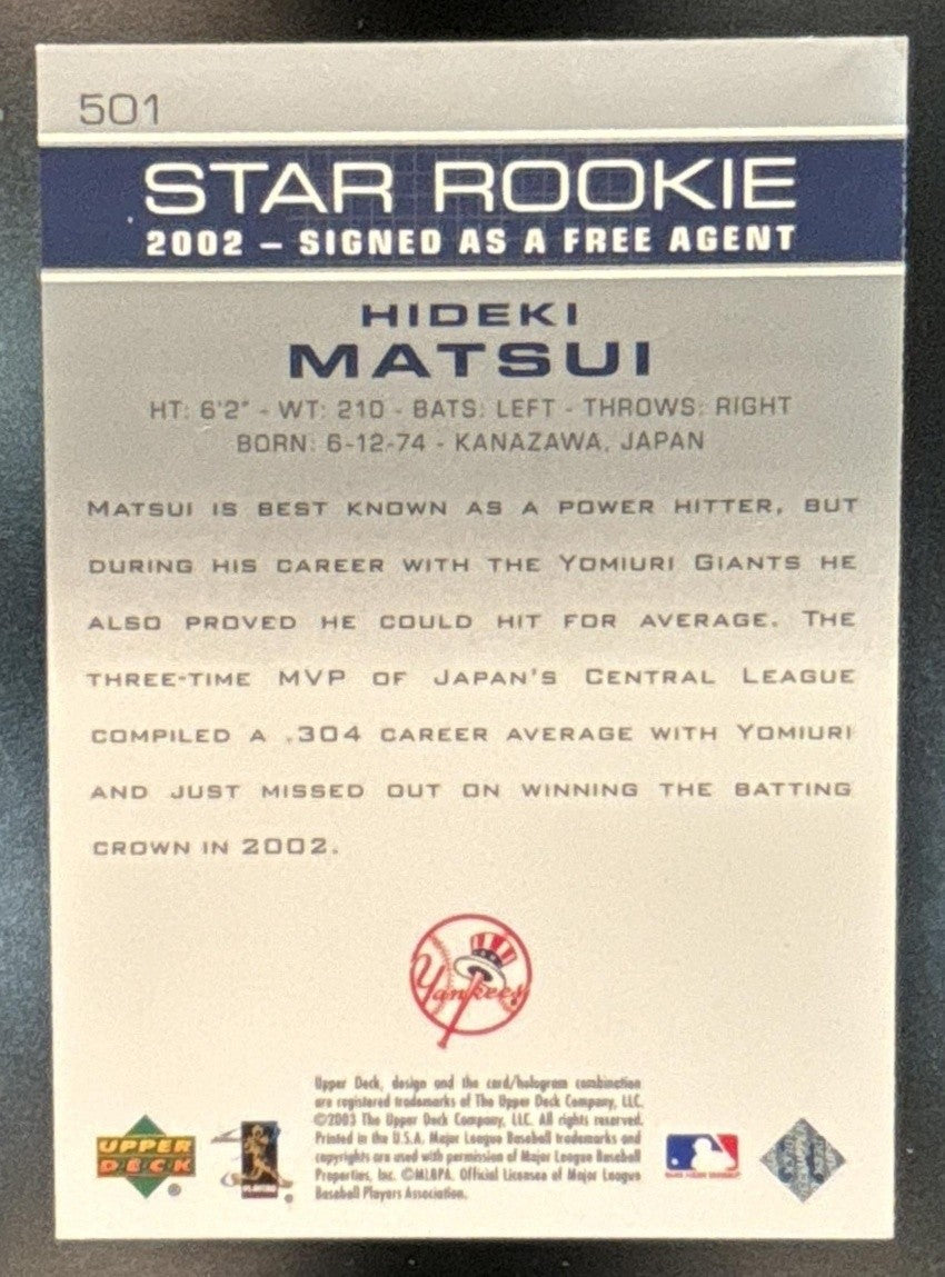 2003 Upper Deck Hideki Matsui #501 Yankees