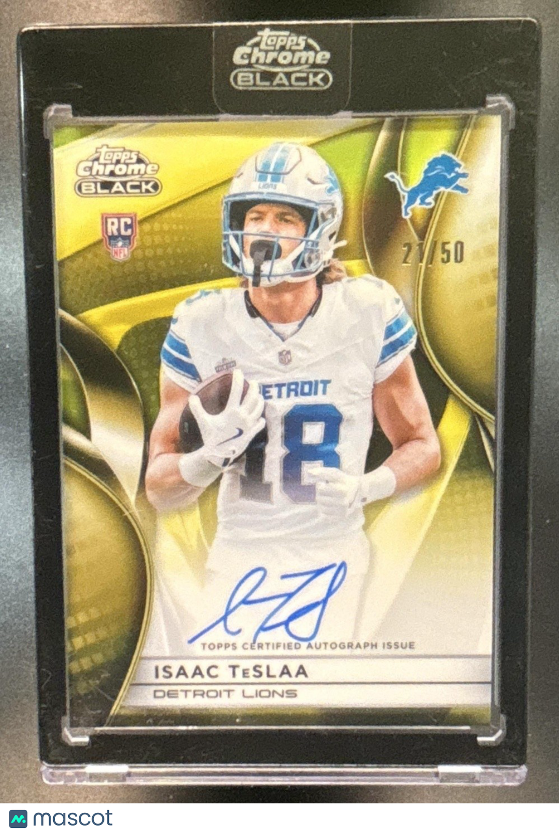 2025 Topps Chrome Black Isaac TeSlaa Auto Gold /50 #RAU-IT RC Detroit Lions
