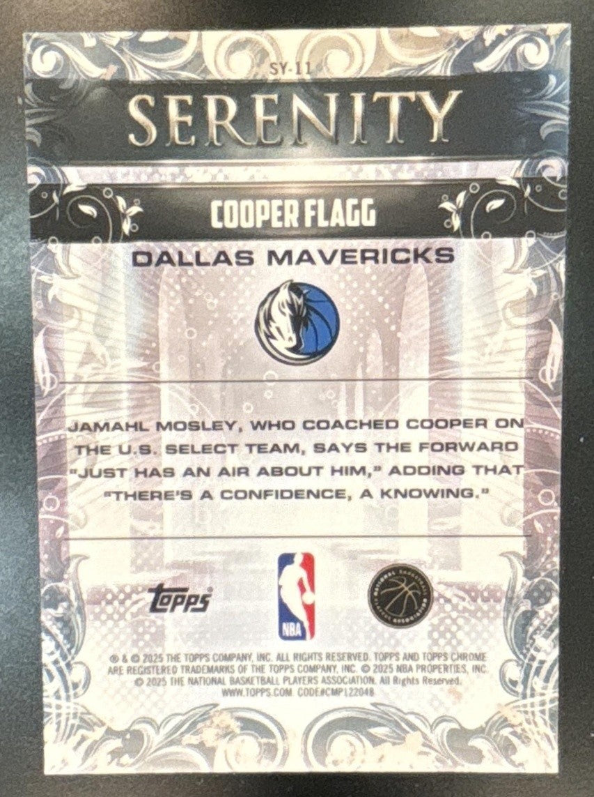 2025-26 Topps Chrome Cooper Flagg Serenity Blue /150 #SY-11 RC Dallas Mavericks