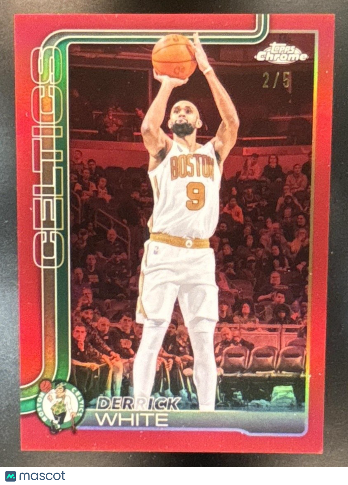 2025-26 Topps Chrome Update Derrick White Red Refractor /5 #40 Boston Celtics