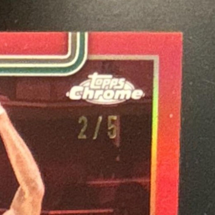2025-26 Topps Chrome Update Derrick White Red Refractor /5 #40 Boston Celtics