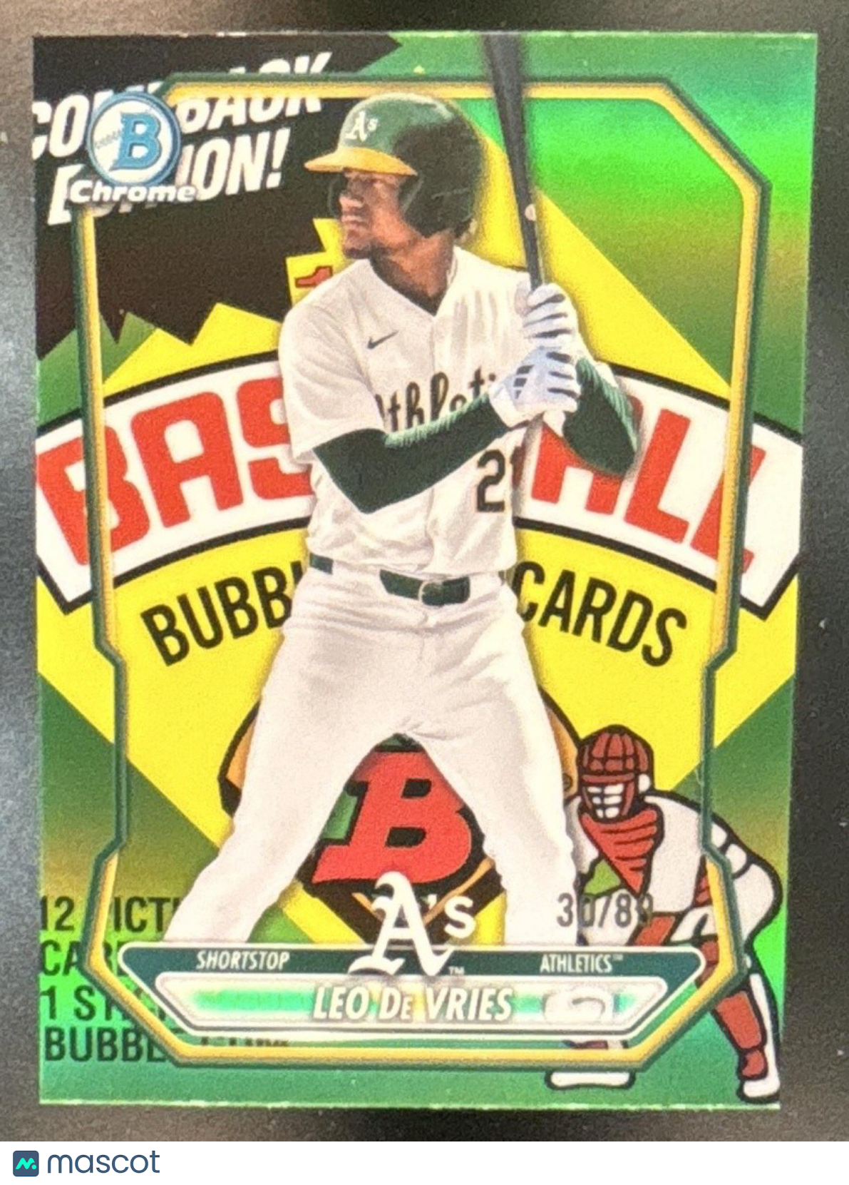 2026 Bowman Leo De Vries Chrome Prospects PackFractor Variation /89 Athletics
