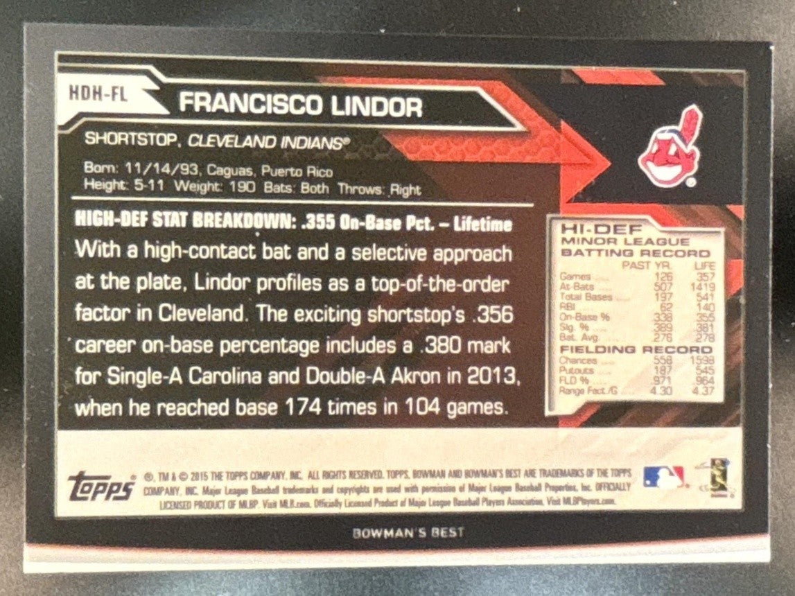 2015 Bowman's Best Francisco Lindor Hi Def Heritage #HDH-FL RC Cleveland Indians