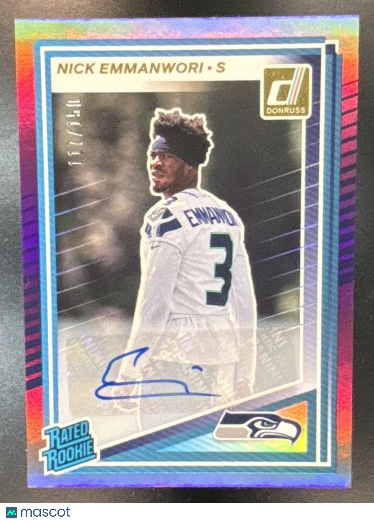 2025 Panini Donruss Nick Emmanwori Rated Rookie Auto Purple /150 #348 RC