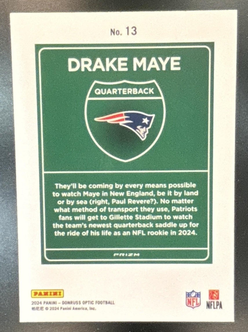 2024 Panini Donruss Optic Drake Maye Downtown! #13 RC SSP New England Patriots