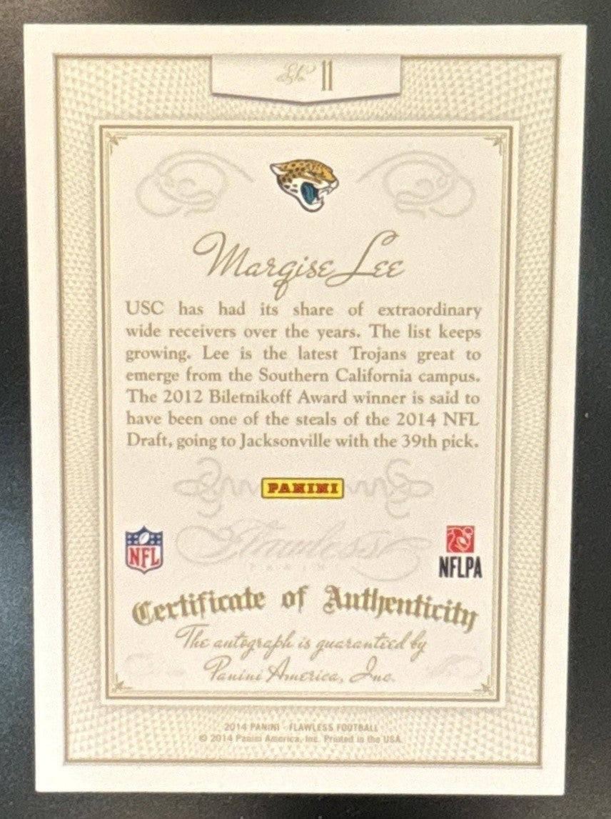 2014 Panini Flawless Marqise Lee Rookie Signatures Pink /14 #11 RC Auto Jaguars