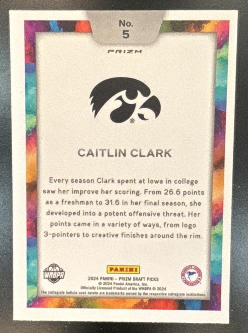 2024 Prizm Draft Collegiate Caitlin Clark Colorblast SSP Black #5 RC Hawkeyes