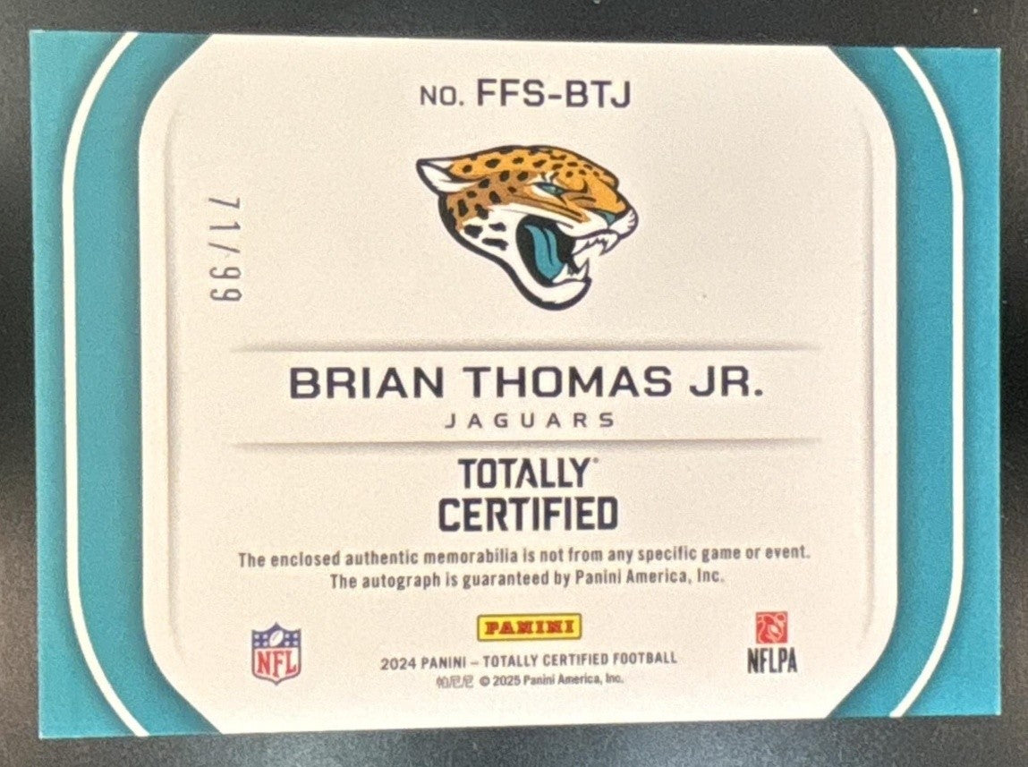 2024 Certified Brian Thomas Jr. Freshman Fabric Patch Auto /99 MEM RC Jaguars