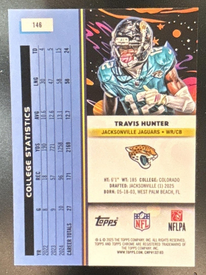 2025 Topps Cosmic Chrome Travis Hunter Aqua Equinox /199 #146 RC Jaguars