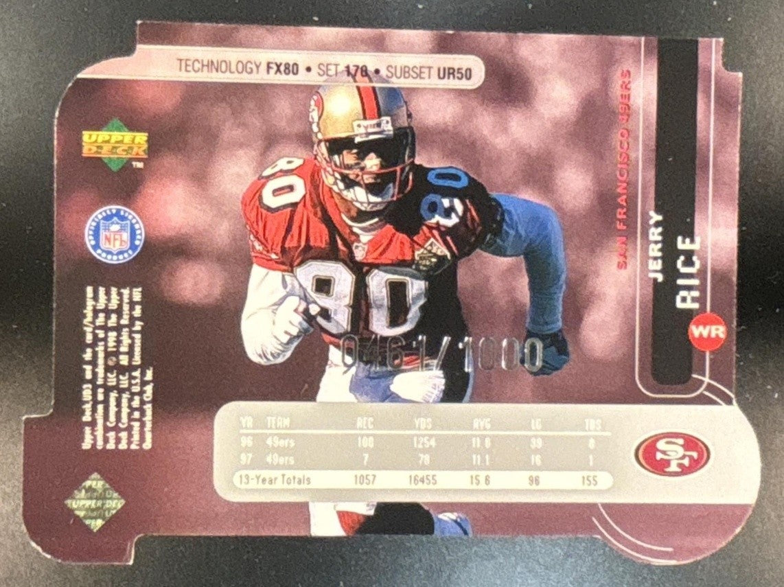 1998 Upper Deck UD3 Jerry Rice Die Cuts /1000 #170 San Francisco 49ers