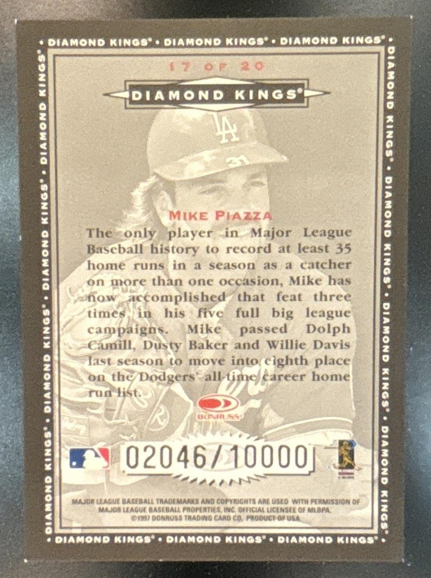 1998 Donruss Mike Piazza Diamond Kings /10000 #17 Los Angeles Dodgers
