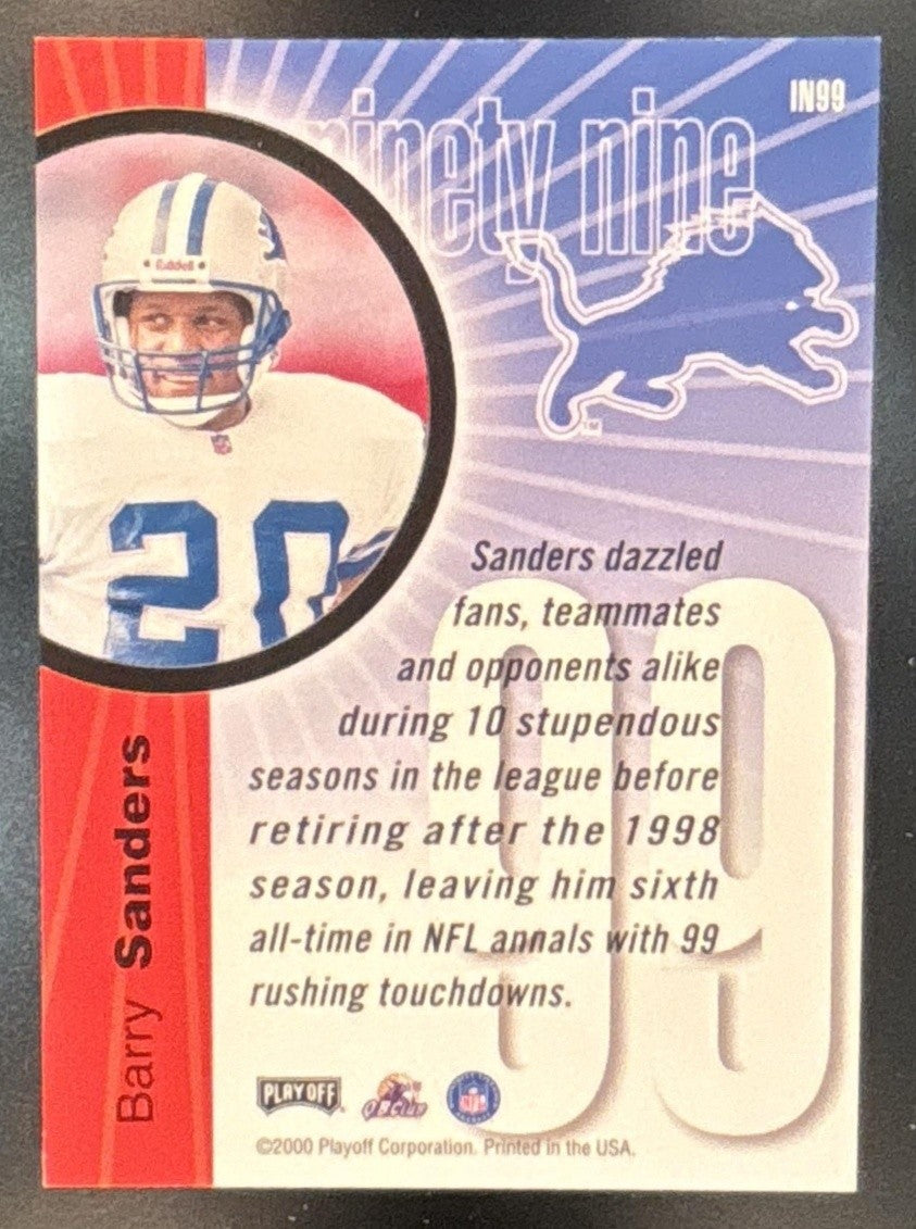 2000 Playoff Prestige Barry Sanders Inside the Numbers #IN99 Detroit Lions