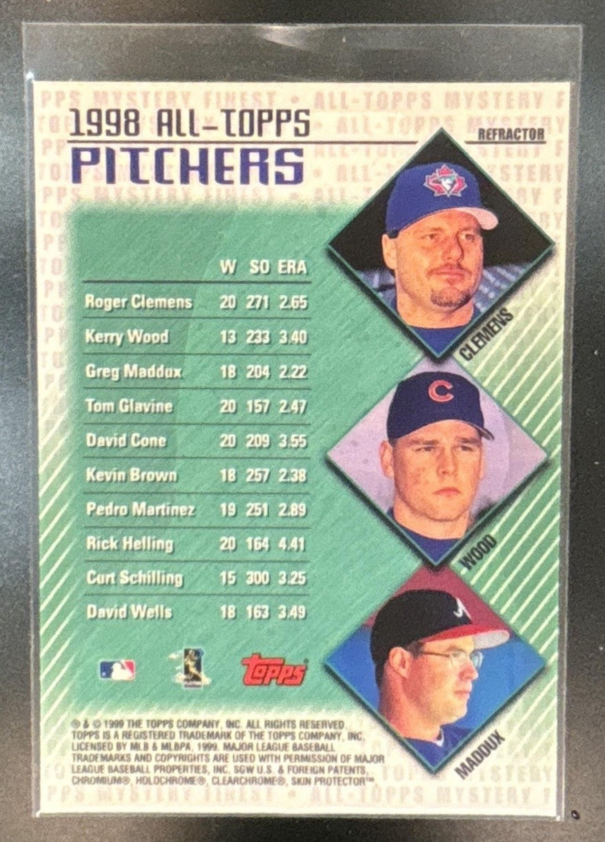 1999 Topps Roger Clemens All Mystery Finest Refractor Toronto Blue Jays