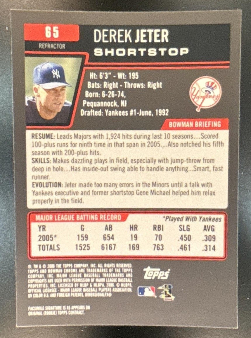 2006 Bowman Chrome Derek Jeter Refractor #65