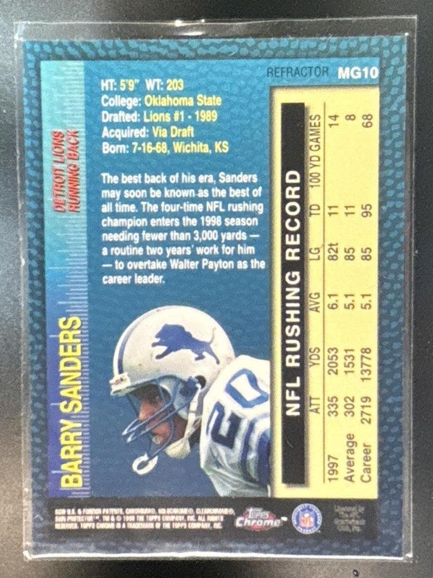1998 Topps Chrome Barry Sanders Measures of Greatness Refractor #MG10 Lions