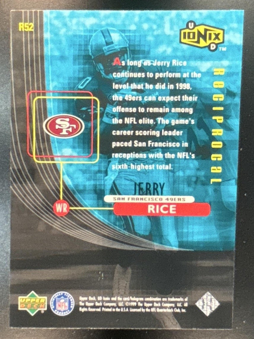 1999 Upper Deck Ionix Jerry Rice Reciprocal #R52 San Francisco 49ers