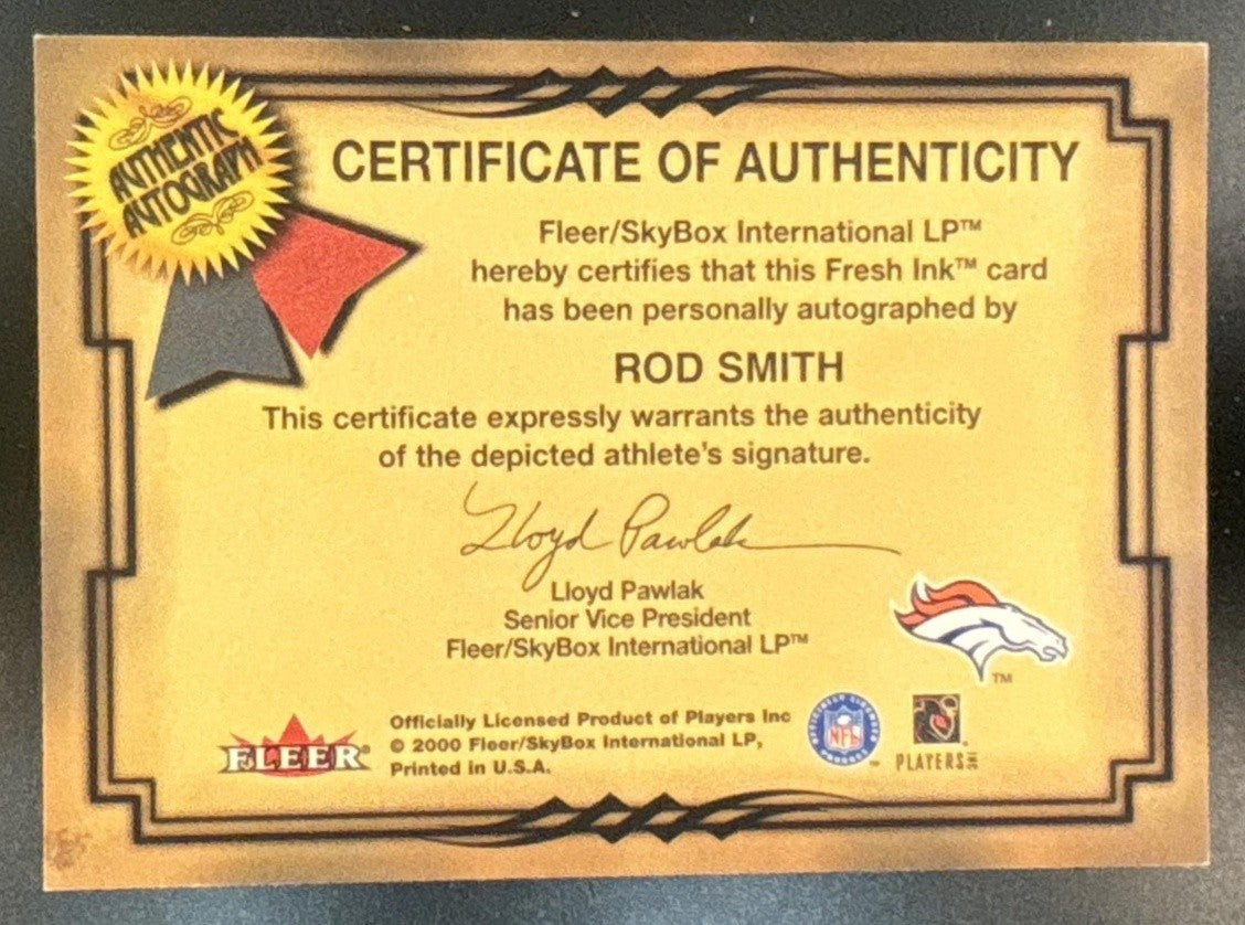 2000 Fleer Tradition Rod Smith Autographics #NNO Auto Tennessee Titans