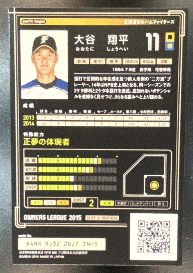 2015 Owners League Bandai OL18 Shohei Ohtani Pitching Version Japanese