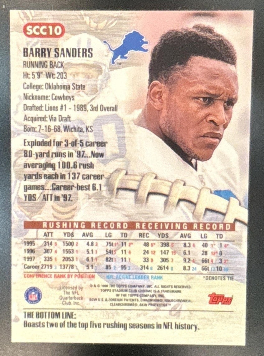 1998 Topps Stadium Club Barry Sanders Chrome