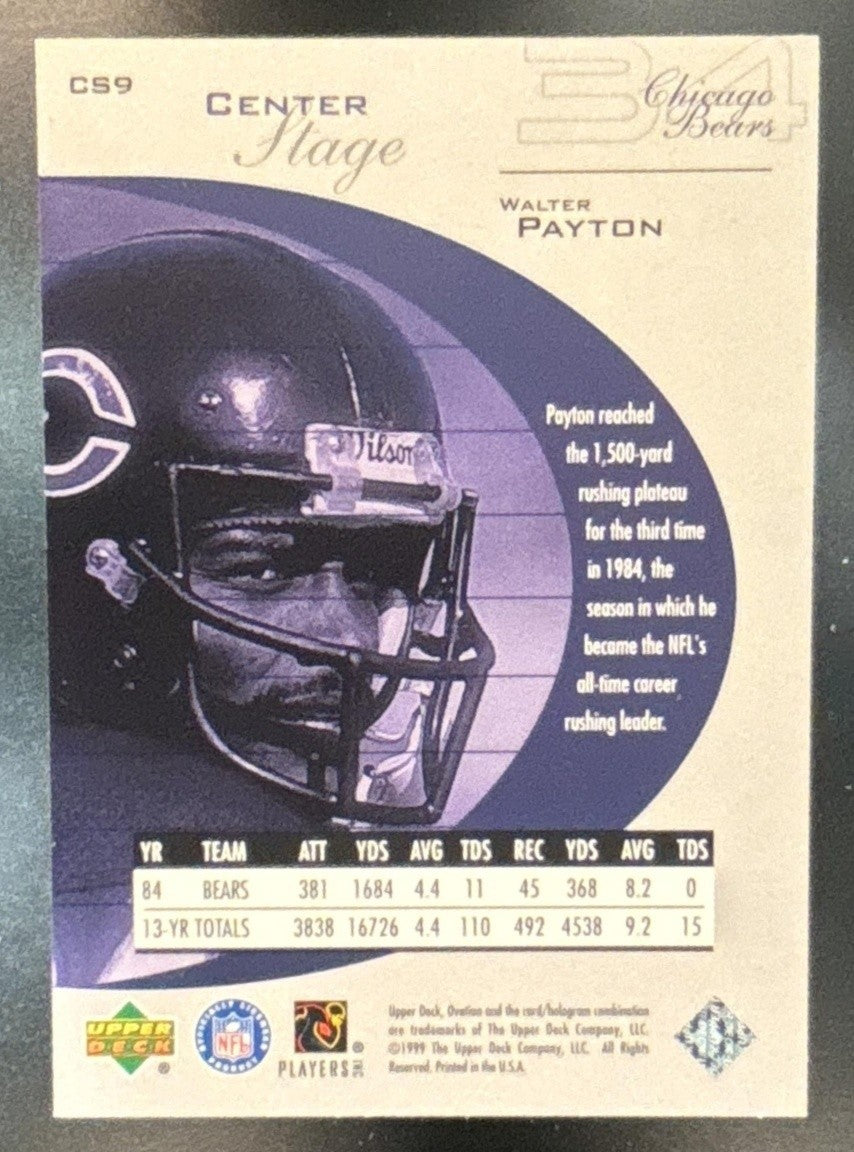 1999 Upper Deck Ovation Walter Payton Center Stage #CS9 Chicago Bears