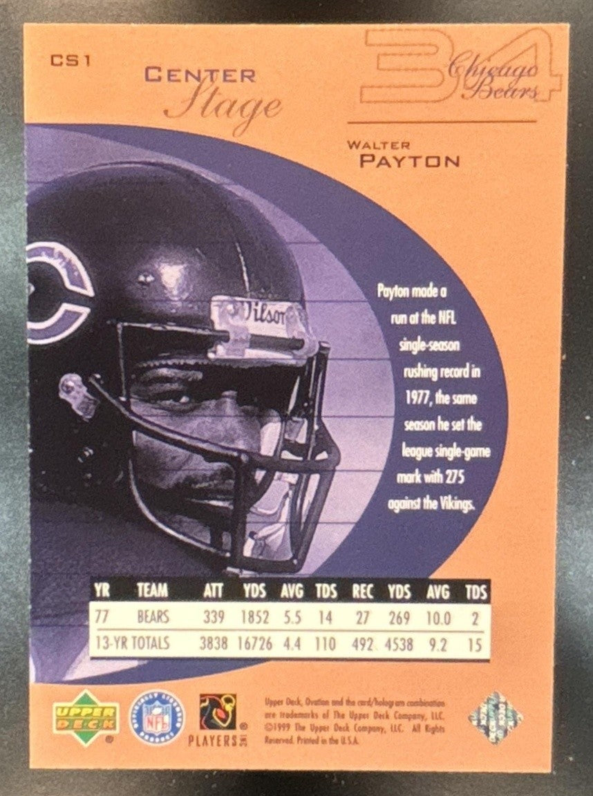 1999 Upper Deck Ovation Walter Payton Center Stage Chicago Bears