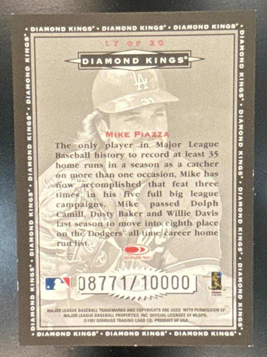 1998 Donruss Mike Piazza Diamond Kings 8771/10000 #17 Los Angeles Dodgers