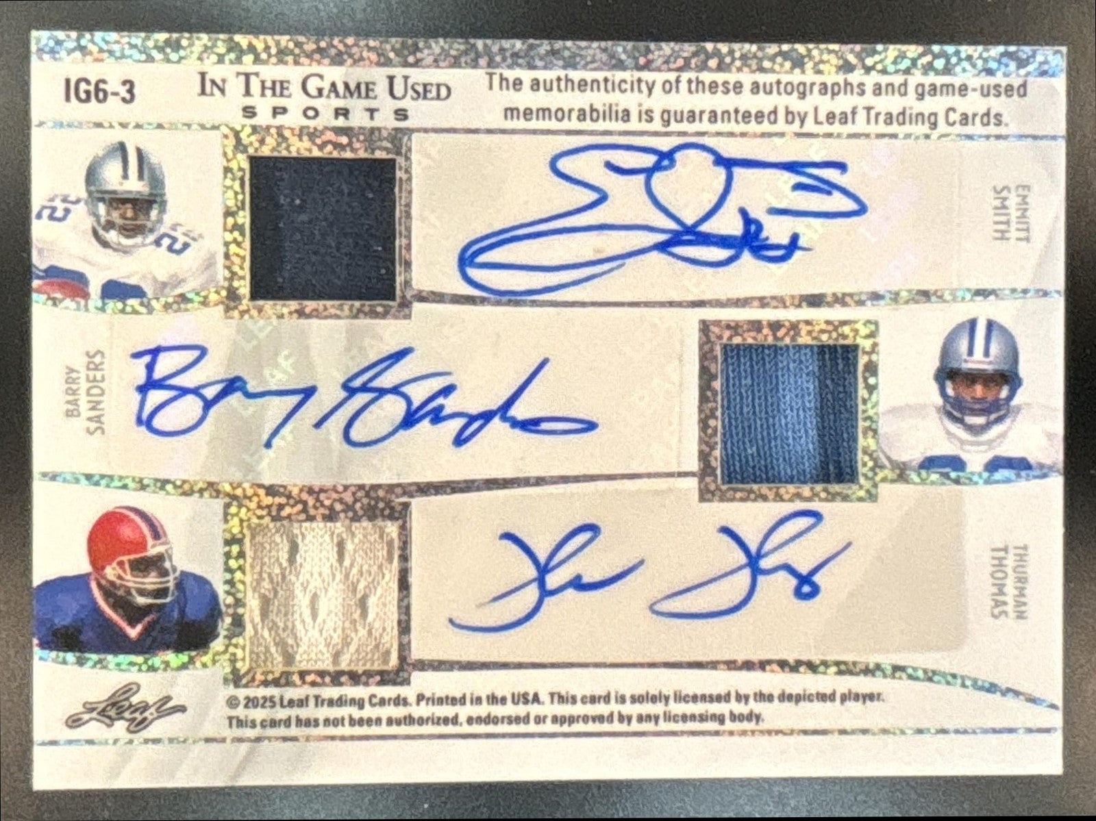 2025 Leaf ITG HEX Auto Marino Montana Favre Em Smith Sanders Th Thomas Glitter/7