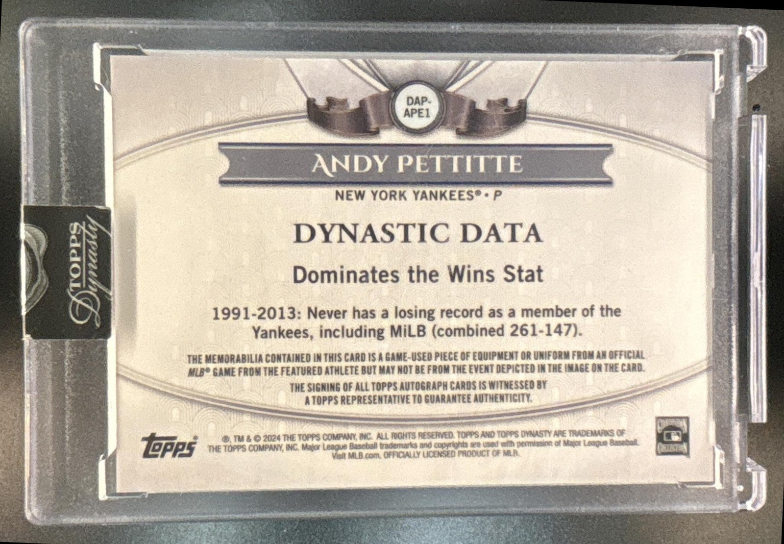 2024 Topps Dynasty Andy Pettitte Auto Patch 1/10 #DAP-APE1 New York Yankees