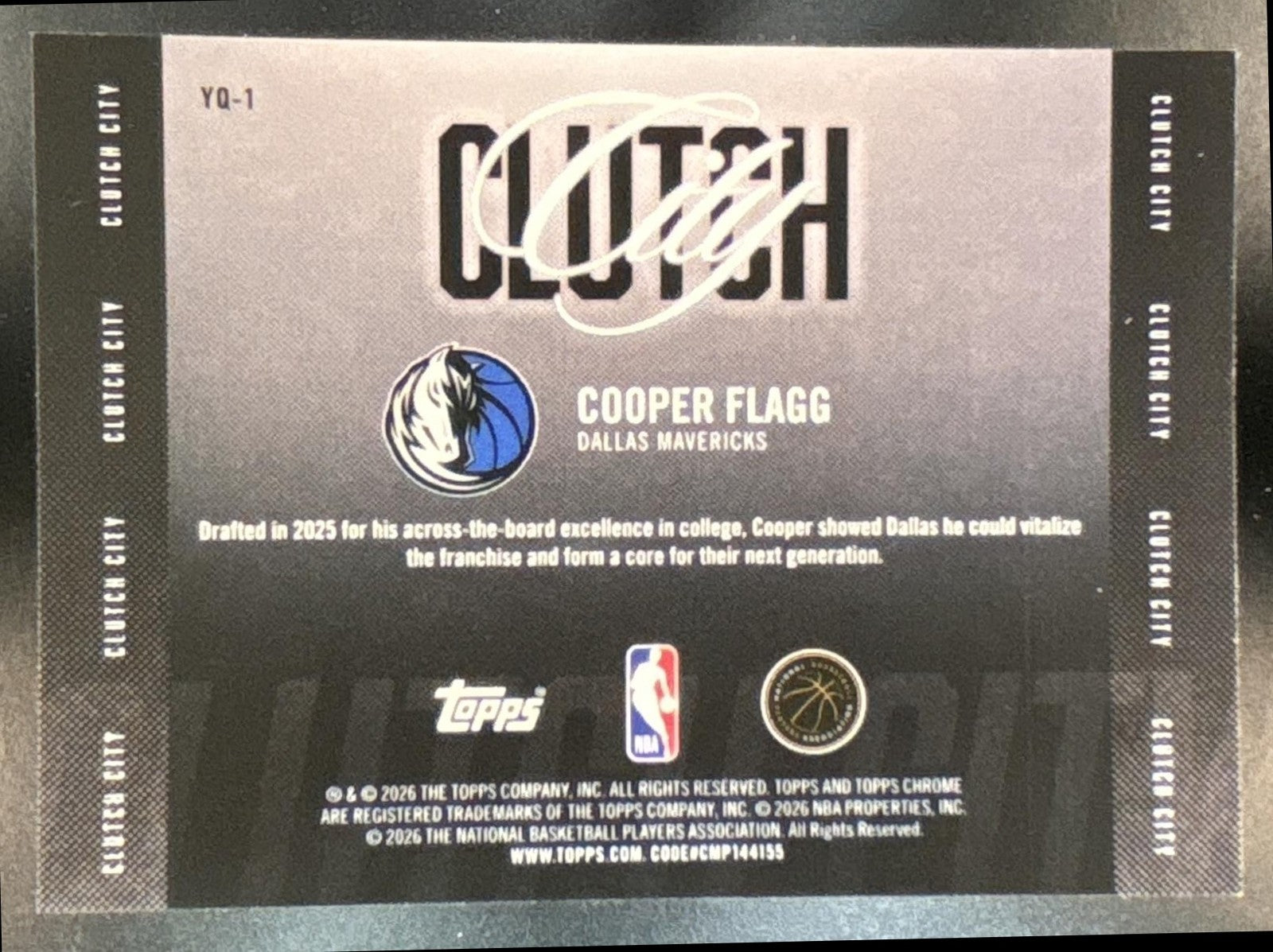 2025-26 Topps Chrome Update Cooper Flagg Clutch City Green /99 Dallas Mavericks