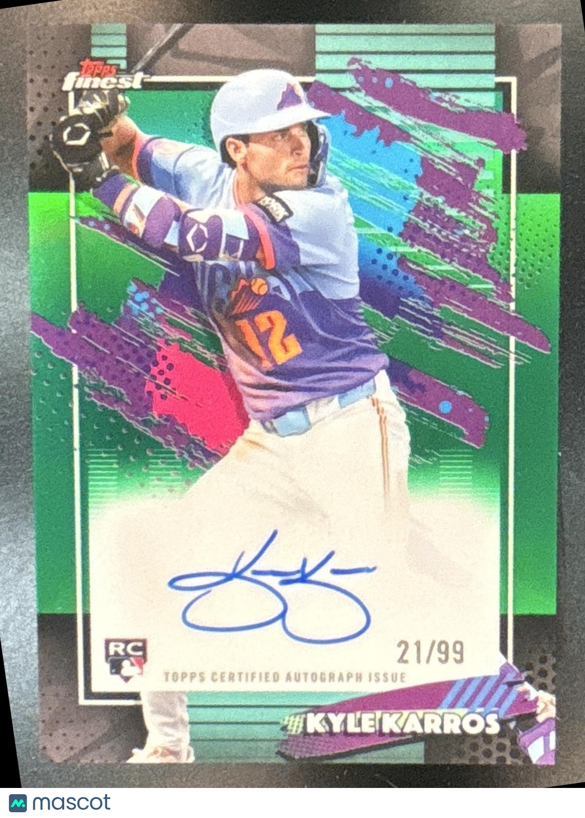 2026 Topps Finest Kyle Karros Auto Green Refractor /99 RC Colorado Rockies