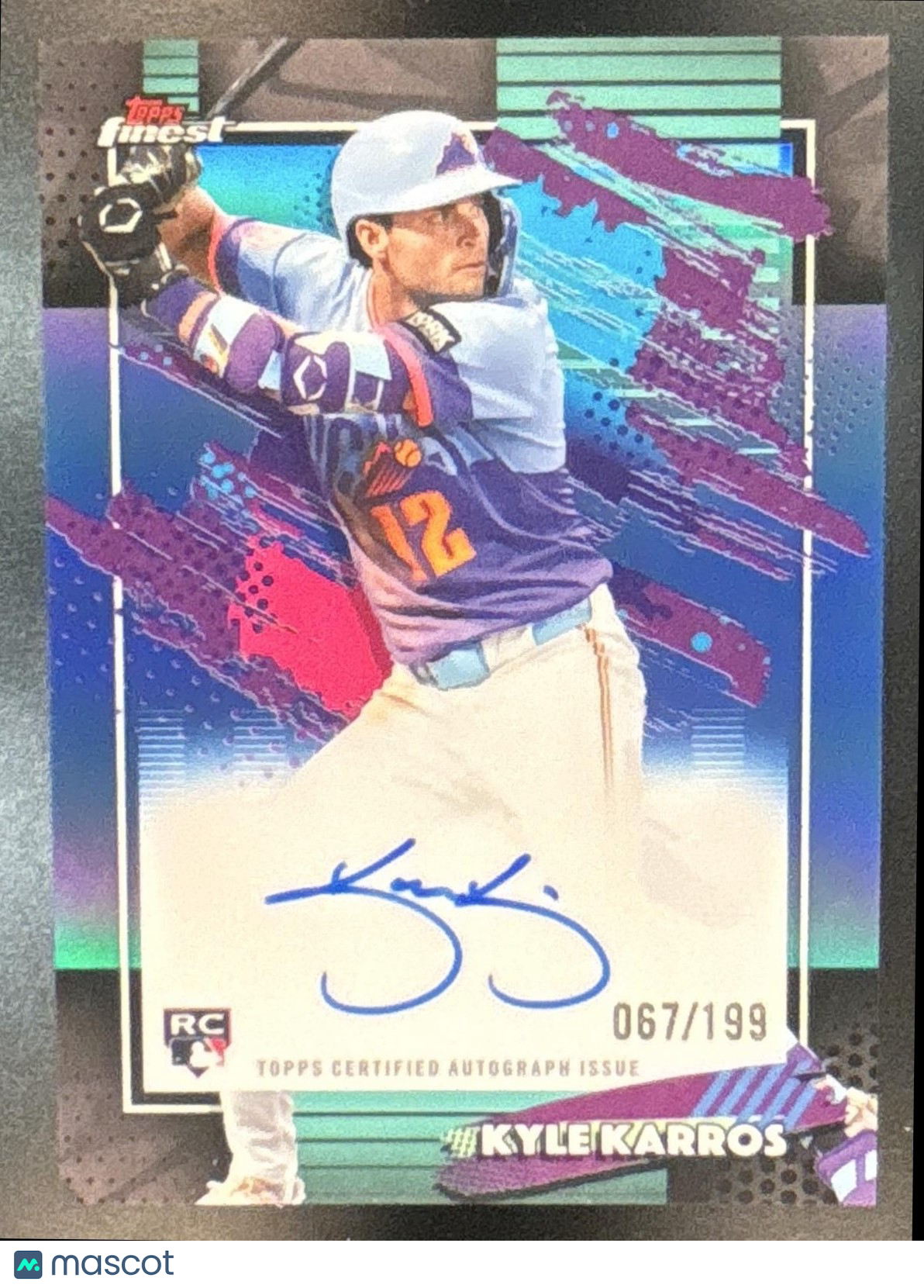 2026 Topps Finest Kyle Karros Auto Sky Blue Refractor /199 RC Colorado Rockies