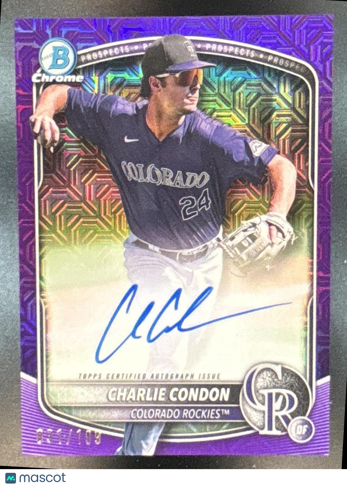 2025 Bowman Charlie Condon Chrome Auto Mega Box Purple /199 1st Prospect Rockies