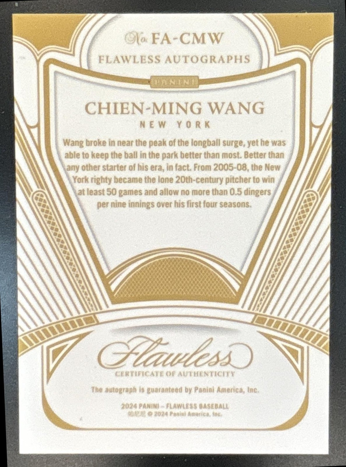 2024 Panini Flawless Chien-Ming Wang Auto /25 #FA-CMW New York Yankees
