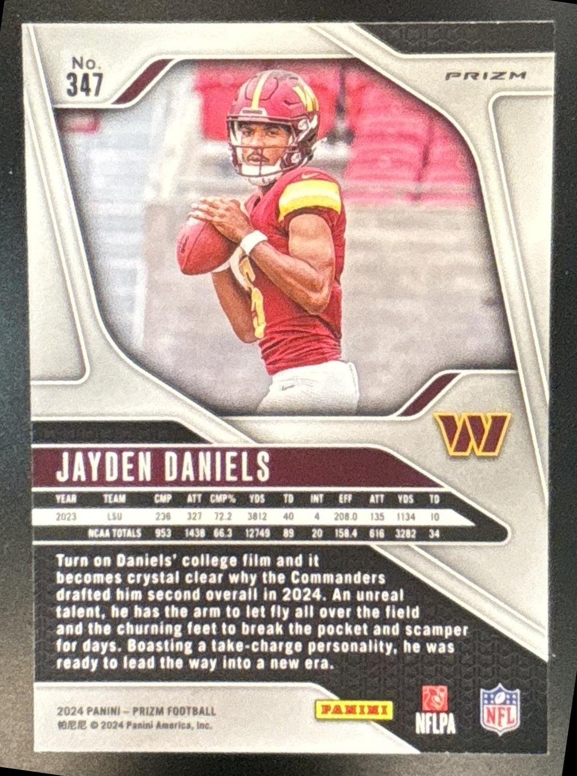 2024 Panini Prizm Jayden Daniels Silver #347 RC Washington Commanders