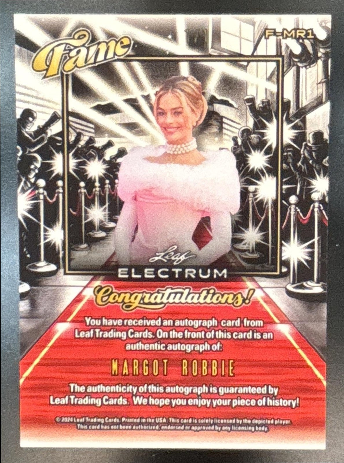 2024 Leaf Electrum Margot Robbie Fame Auto 1/1 #F-MR1 Auto