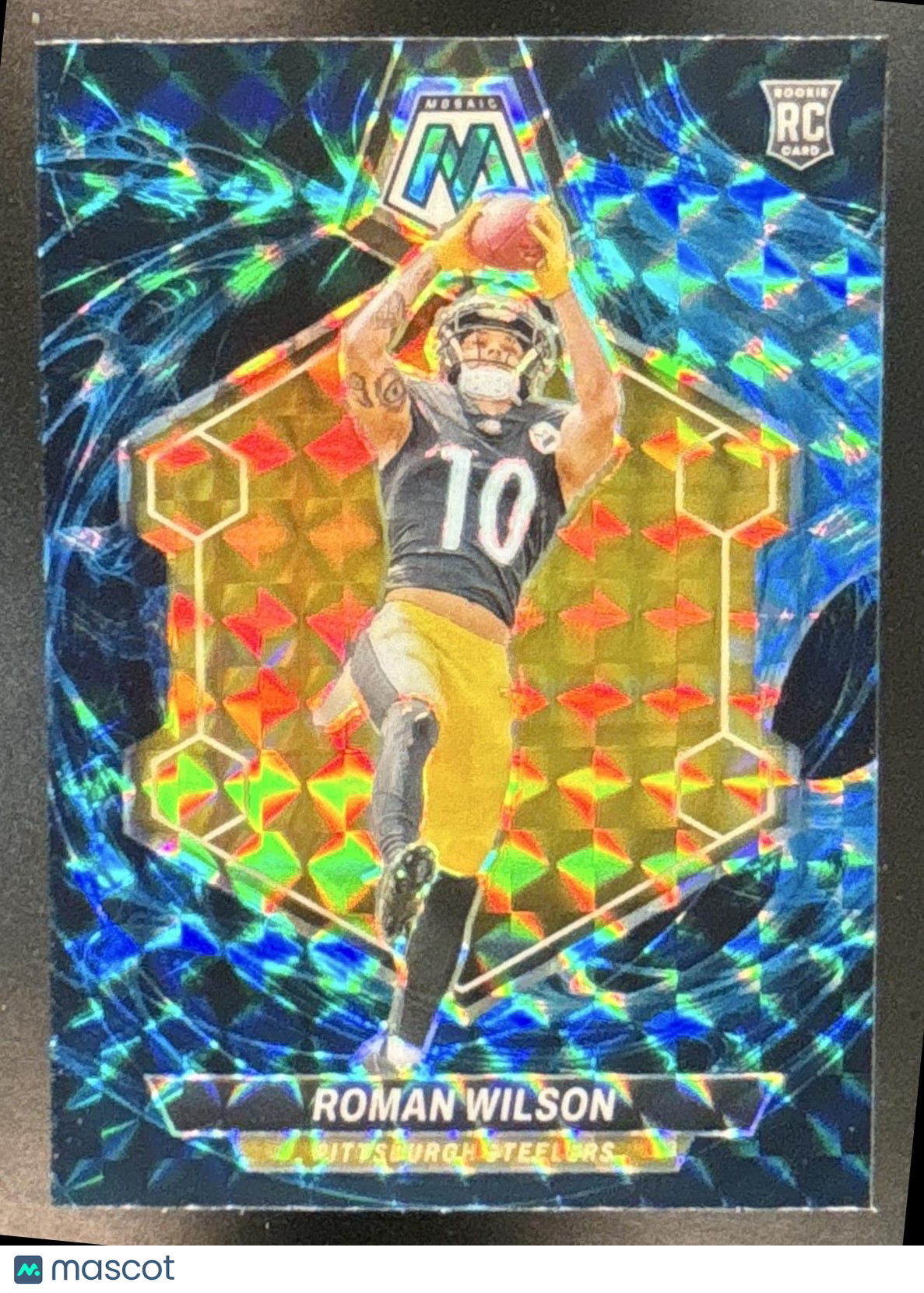 2024 Panini Mosaic Roman Wilson Genesis Prizm #369 RC Pittsburgh Steelers