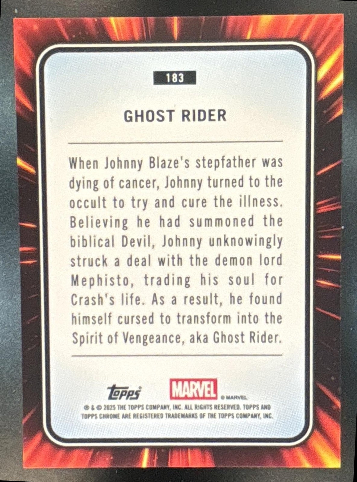 2025 Topps Chrome Marvel Ghost Rider Hulk Green Lazer Refractor /99 #183