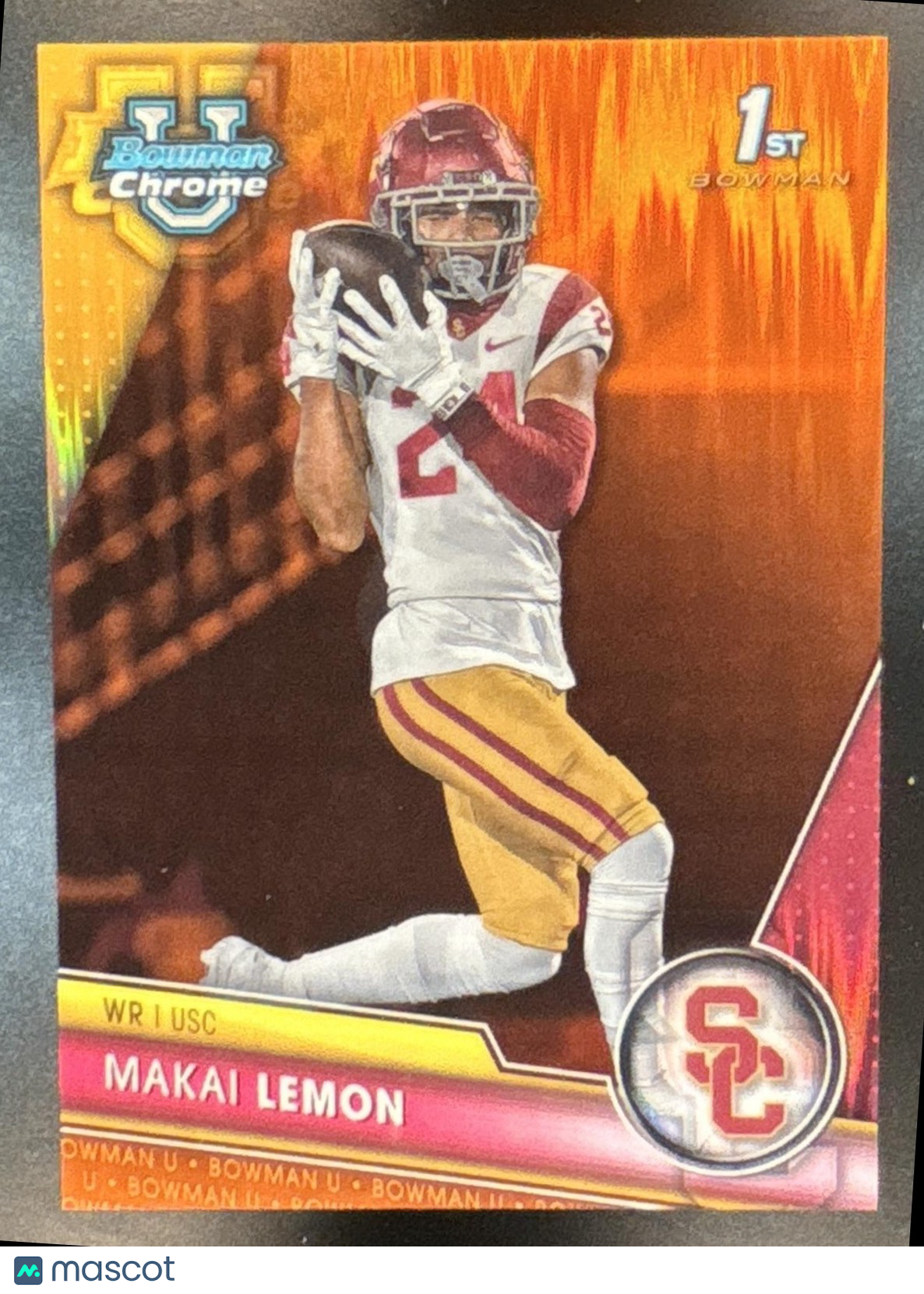 2023 Bowman University Chrome Makai Lemon Orange Refractor /25 #160 USC Trojans