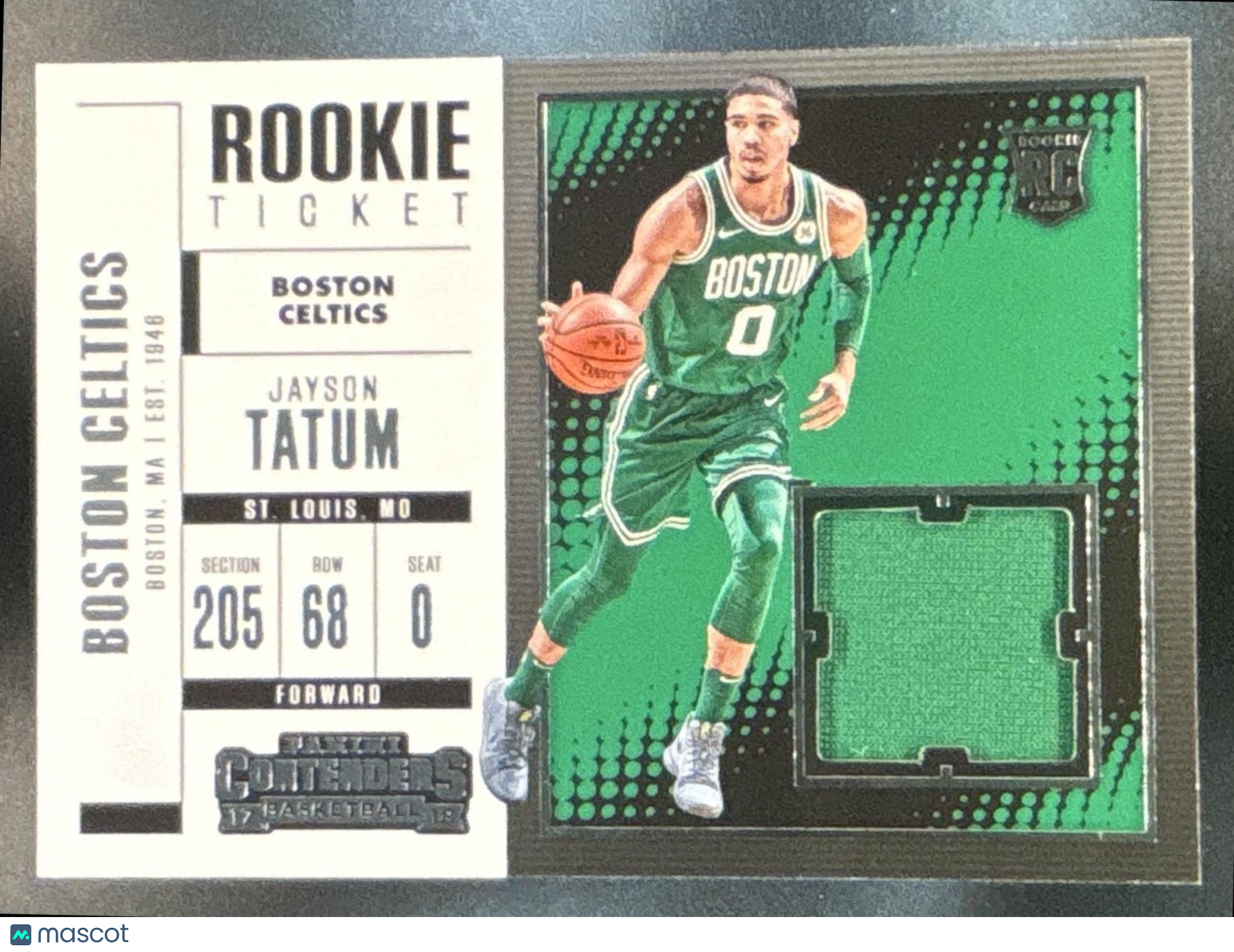 2017-18 Panini Contenders Jayson Tatum Rookie Ticket Swatches MEM RC Celtics