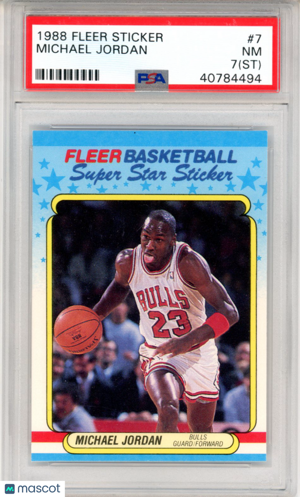 1988 Fleer Sticker Michael Jordan #7 ST PSA 7 Basketball
