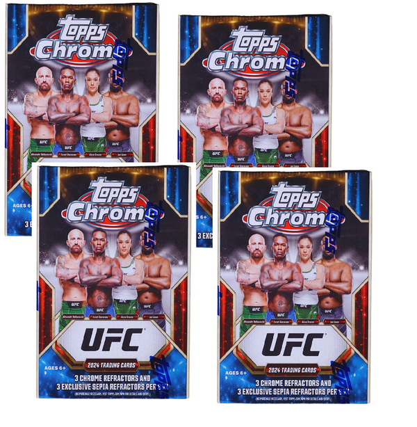 4 Box DEAL of 2024 Topps Chrome UFC Factory Sealed Blaster Boxes (24 Refractors)
