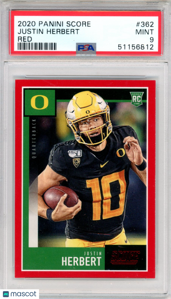 2020 Panini Score Justin Herbert #362 PSA 9 Football