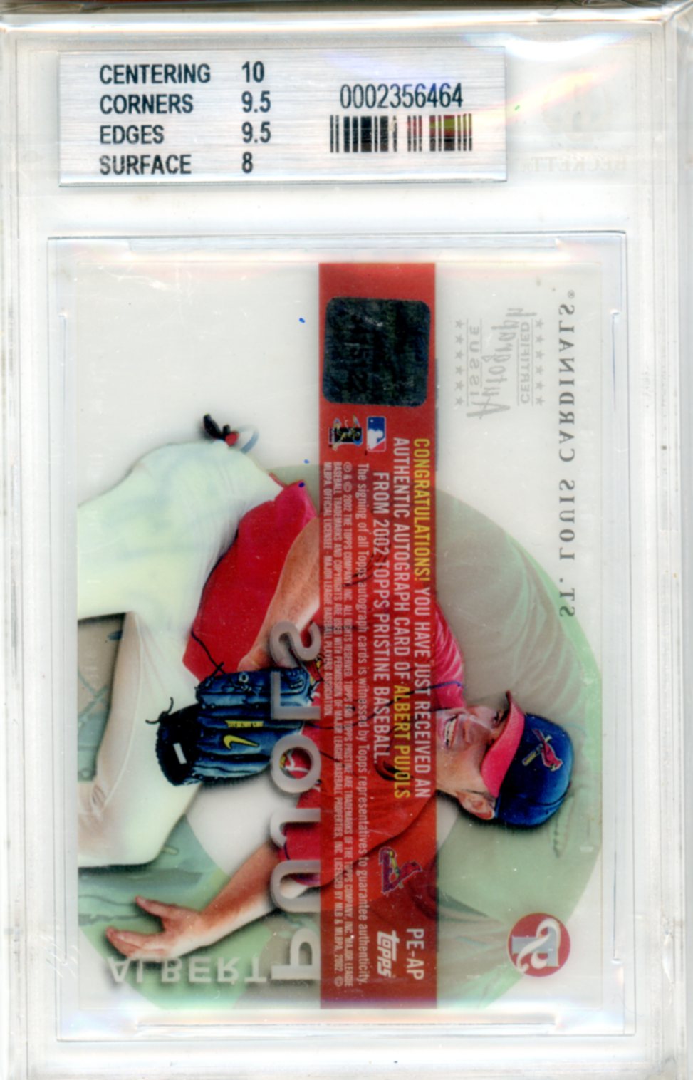 2002 Topps Pristine Personal Endorsements Albert Pujols A #AP BGS 9