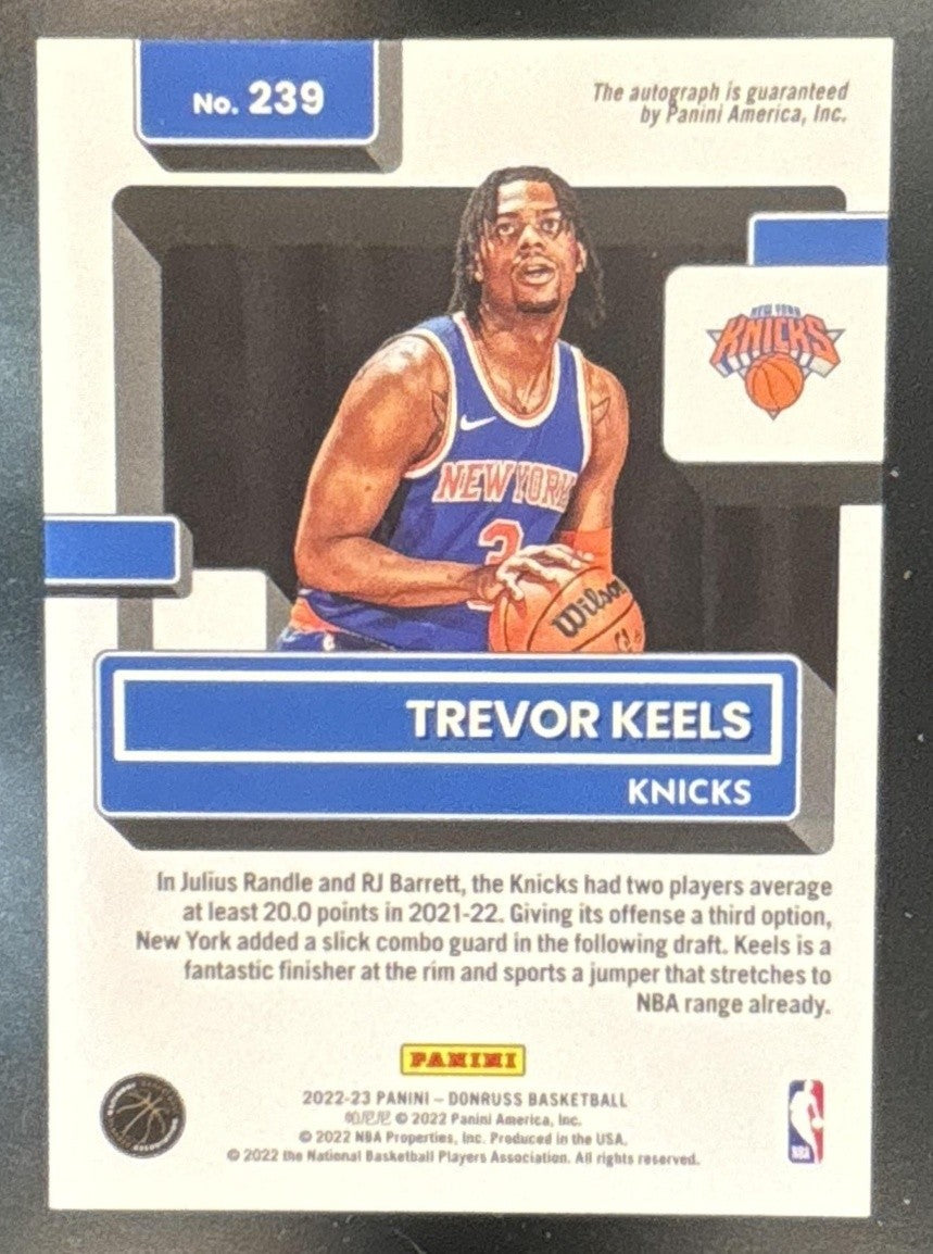 2022-23 Panini Donruss Trevor Keels Signatures #239 RC Auto New York Knicks