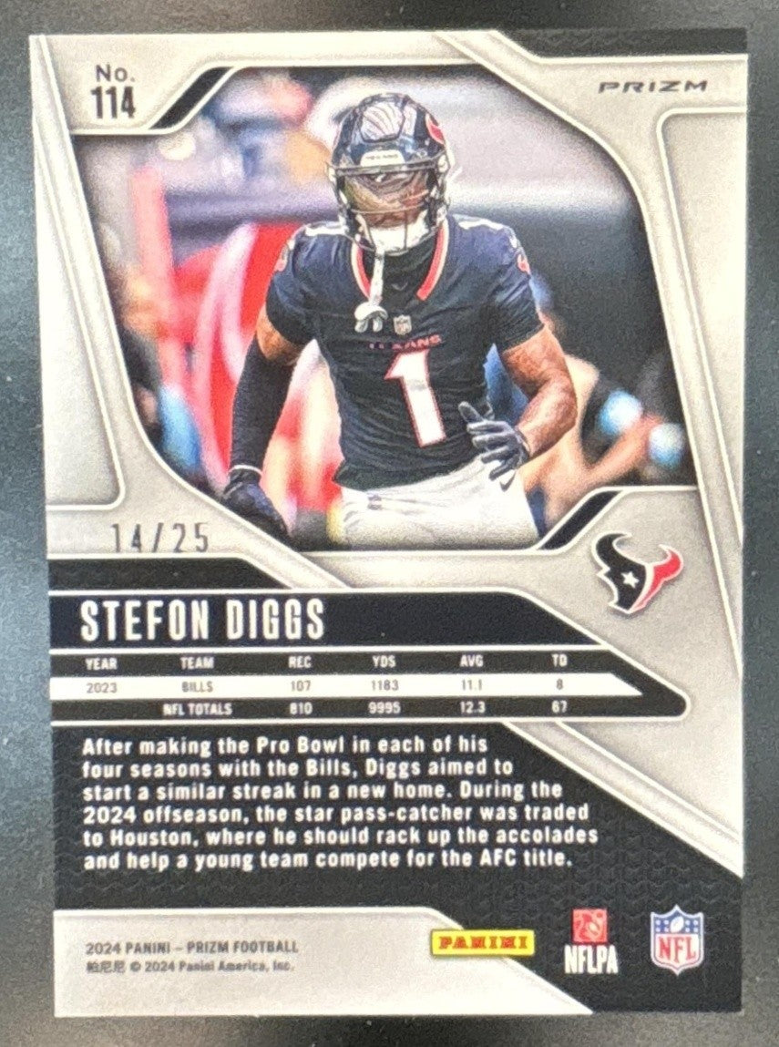 2024 Panini Prizm Stefon Diggs Navy Camo /25 #114 Houston Texans