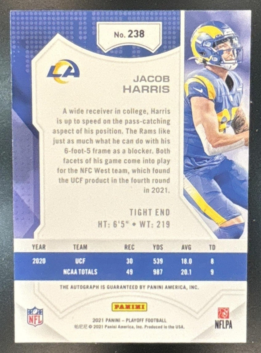 2021 Panini Playoff Jacob Harris Auto #238 RC Los Angeles Rams