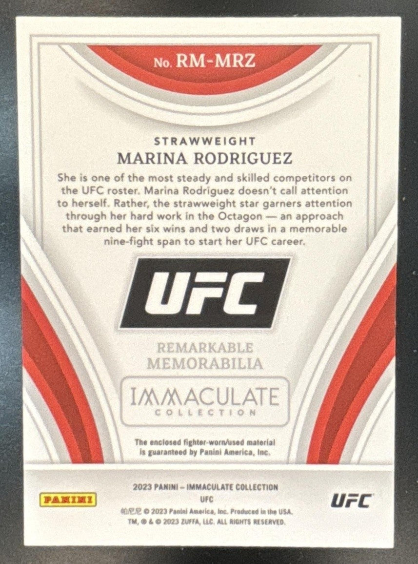 2023 Immaculate Collection UFC Marina Rodriguez Remarkable Memorabilia 25/25 MEM
